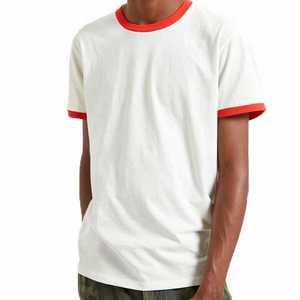 Camiseta Ringer de Algodón 100% con Logotipo Personalizado, Cuello Redondo y Costuras en Contraste, Manga Corta, para Hombre, Venta al Por Mayor - Product Image 1