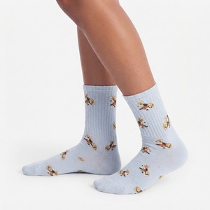 Calcetines de punto acanalados con estampado animal azul claro, diseño de ciervos, calcetines casuales para uso diario - Product Image 4