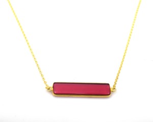 Collier minimaliste en argent sterling 925 plaqué or 18 carats avec pierre précieuse |   Collier pendentif horizontal en pierre naturelle pour femmes - Product Image 6