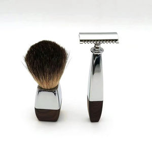 Ensemble de rasage de luxe pour homme, ensemble de rasage et de toilettage, brosse à poils de blaireau, rasoir à double tranchant, support et bol à raser - Product Image 4