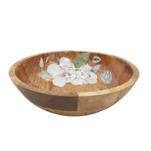 Tazón de madera de diseño antiguo para alimentos y frutas, artesanía, diseño de logotipo personalizado, tazón de madera de acacia para catering de bodas - Product Image 1