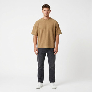 เสื้อยืดคอกลมแขนสั้นผู้ชาย สีพื้น ผ้าฝ้าย ทรงปกติ สวมใส่สบาย ผ้าถัก - Product Image 3