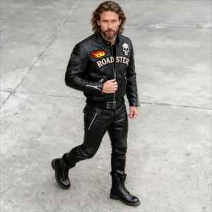 Chaqueta de Cuero Genuino para Hombre, Chaqueta de Motociclista a la Moda, Chaqueta de Cuero Gruesa y Cálida para Invierno - Product Image 2