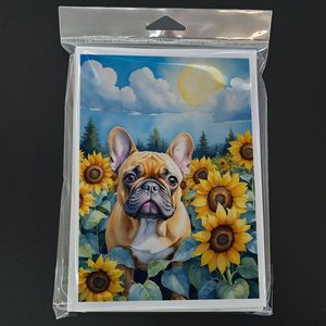 Bulldog francés caprichoso en girasoles A7 tamaño 5x7 tarjetas de notas en blanco Paquete de 8 con sobres para saludos - Product Image 3