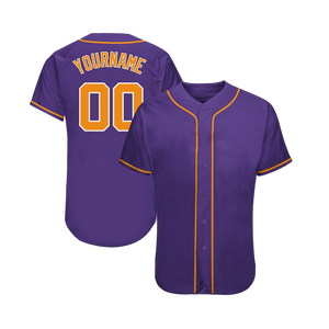 Camiseta de Béisbol Estampada con Ribete Naranja, Nombre y Número Personalizados, Logotipo Frontal, Manga Corta para Hombre, Absorbe la Humedad, 100% Poliéster, Deportiva - Product Image 1