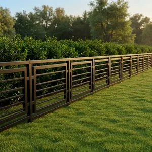 Barandilla de Jardín Moderna de Metal Negro con Barras Horizontales, Valla Exterior Resistente para Protección de Césped, Patio y Jardín - Product Image 1