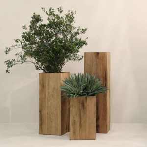 Vase à fleurs rond en bois de manguier, design gravé bohème, sculpture sur bois, pour la décoration intérieure - Product Image 1