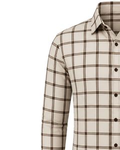 Camisa de Franela a Cuadros Beige Marrón para Hombre, Casual y Formal, de Manga Larga, con Botones, de Algodón, para Oficina, Personalizable - Product Image 3