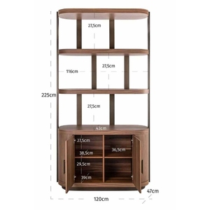 Étagère à livres décorative en bois contemporaine et moderne à 6 niveaux, avec 2 portes et design sans dossier, pour salon et maison - Product Image 5