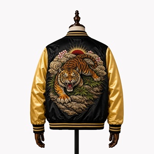 Men's Souvenir Luxury Custom Fashion Canvas Akatora <b>Cloud</b> Tiger Embroidery Gold Sleeve Japanese Streetwear Sukajan Jackets - Product Image 5