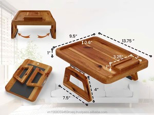 Bandeja de almacenamiento tallada en madera, diseño moderno, forma rectangular, fácil de limpiar, para sofá - Product Image 3