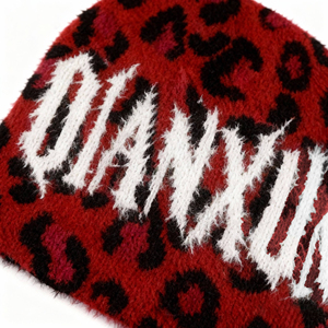 New Autumn Winter Women Outdoor Plush Mohair Beanie Knitted <b>Hat</b> Coconut Tree Jacquard Furry Cold <b>Hat</b> Custom logo Beanie <b>Hat</b> - Product Image 3