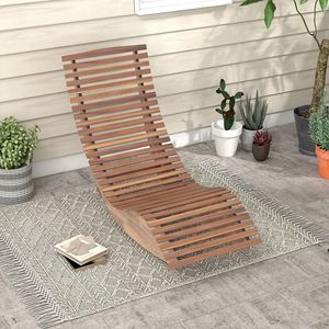 Silla Mecedora de Madera de Acacia con Respaldo Alto y Asiento de Listones Anchos para Uso en Jardín Exterior - Product Image 4