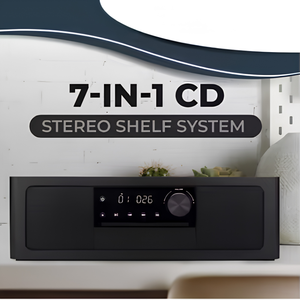 Stereo Shelf <b>Speaker</b> System with CD Player, 25W <b>Speakers</b>, Bluetooth, FM Radio, USB, Aux In, Optical In, Alarm Clock - Product Image 6