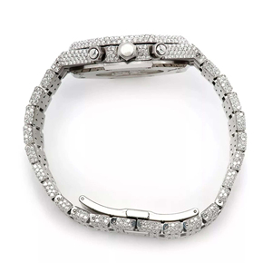 Montre Moissanite Iced Out VVS Diamant Hip Hop Cadran en Verre Acier Inoxydable Quartz Homme Bracelet 20mm - Product Image 4