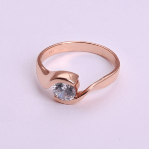 Nuevo Anillo Solitario Chapado en Oro Rosa con Circonita Cúbica Blanca para Mujer, Anillo de Compromiso Ajustable para Mujer, Estilo Minimalista, Venta al por Mayor - Product Image 1