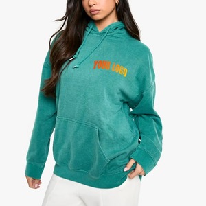 Sweat-shirt court en mousse de haute qualité, en coton molletonné épais, coupe oversize, avec ourlet brut, pour femme, personnalisable avec impression en relief - Product Image 4