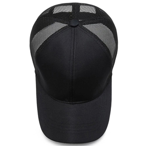 Blank 5-Panel Mesh Trucker <b>Cap</b> Black Cotton Snapback <b>Hat</b> Adjustable Metal Buckle Closure Custom Printing Casual Outdoor Wear - Product Image 2