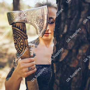 Factory Direct Wholesale Best Price Handmade Viking <b>Axe</b> Hand Forged Bearded Edge Wooden <b>Handle</b> Outdoor Camping Hatchet <b>Axe</b> - Product Image 4