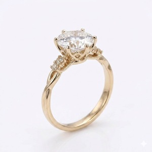 Anillo de compromiso de oro de 18 quilates con media eternidad, color E, VVS2, 2.08 quilates, HPHT, con diamante cultivado en laboratorio, anillo de boda trenzado tipo cuerda. - Product Image 4