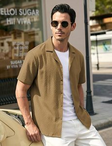 เสื้อเชิ้ตผู้ชายลายไฮโดรเท็กซ์เจอร์ แขนสั้น ทรงคิวบา น้ำหนักเบา ระบายอากาศดี เหมาะสำหรับใส่ไปเที่ยวทะเล ฤดูร้อน สไตล์ลำลอง รุ่น 2026 Core - Product Image 5