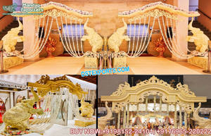 Statues d'éléphant de mariage traditionnelles pour allée Dec Statues d'éléphant doré pour décor de mariage Statues d'éléphant de mariage royal - Product Image 6