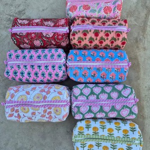 Lovely Floral Print Cosmetic Bag Zipper Closure Portable Medium Size Textile <b>Makeup</b> Case for Travel Accessory Toiletry Bag - Product Image 2
