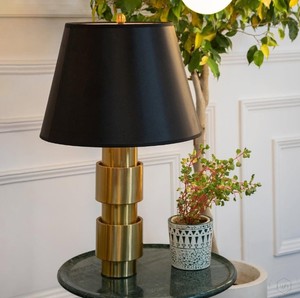 Modern Gold Metal <b>Table</b> Lamp with Black Fabric Shade Simple Design Middle Size Luxury Hotel <b>Bedside</b> Lamp for Home Decor Lighting - Product Image 4