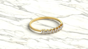 18K Gold Minimalist Staggered Baguette Diamond <b>Ring</b> For Women Dainty Half Eternity <b>Stacking</b> Band Fine Jewelry for Women - Product Image 3