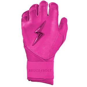 Guantes de Bateo Rosa Bruce Bolt de Cuero PU con Puño Largo para Entrenamiento Unisex Adulto con Cierre de Gancho y Bucle - Product Image 3
