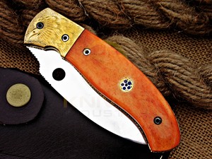 Cuchillo plegable hecho a mano con mango de hueso, cuchillo de bolsillo EDC para caza, camping y supervivencia con funda. - Product Image 5