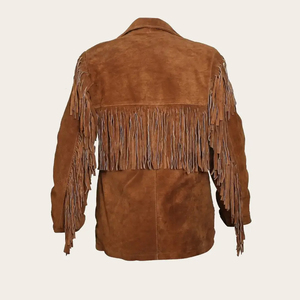Premium Quality Sheep Skin <b>Suede</b> <b>Leather</b> Fringes <b>Jacket</b> Custom Design Streetwear Cowboy Style High Quality Custom Logo - Product Image 2