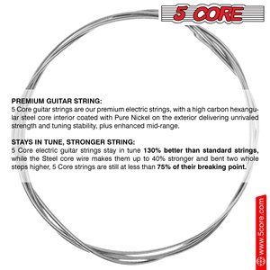 Cuerdas para Guitarra Eléctrica de 5 Hilos para Guitarras de 6 Cuerdas, Acero Niquelado - Product Image 5