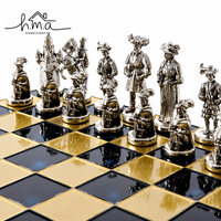 Ensemble d'échecs romain grec de luxe en cuivre, argent et laiton, pour enfants, plateau carré en marbre noir et blanc, fait main, décoratif H.M.A