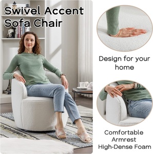 Modern Accent Arm Chair 360&deg; Swivel Barrel Single Sofa Boucle Padded <strong>Armchair</strong> <strong>Comfortable</strong> for Living Room Bedroom - Product Image 3