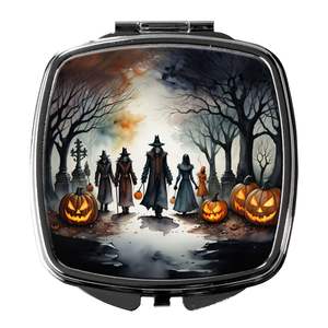 Mujeres y niñas espeluznante Halloween vampiros compacto maquillaje espejo bolsillo plegable de mano viaje regalo decorativo - Product Image 1