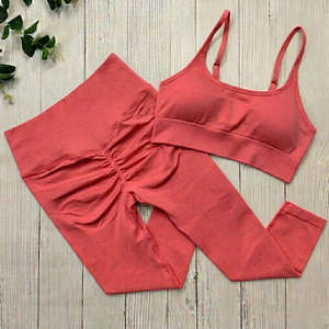 Women's Seamless Gym Outfit 2 Piece Fitness Set High Waist Tummy Control <b>Leggings</b> and Support Sports Bra for Yoga <b>Workout</b> - Product Image 6