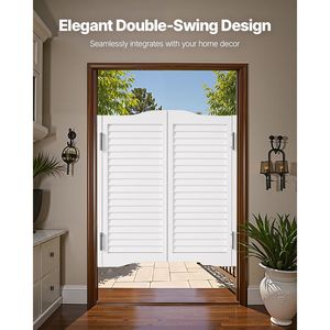 Kit Cerniere per Porte a Battente Interne in Legno di Pino Premium, 32"W X 36"H, con Parte Superiore Arcuata, per Porte Doppie Stile Saloon, Superficie Verniciata - Product Image 2