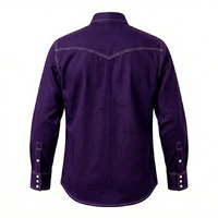 Camisa de Trabajo Personalizada para Hombre, Resistente al Fuego, Color Morado, Estilo Western, Transpirable, de Algodón, con Dos Bolsillos en el Pecho, Manga Larga