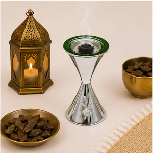 Luxury Silver Metal Hourglass <b>Bakhoor</b> Burner Modern Stainless Steel Arabic Mabkhara Incense Holder for <b>Oud</b> Frankincense Home - Product Image 2
