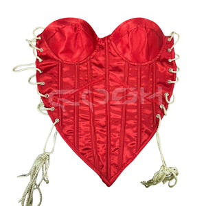 Corsé Rojo de Satén con Forma de Corazón y Cordones Laterales Ajustables para San Valentín y Ocasiones Especiales - Product Image 2