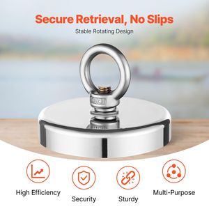Aimant de pêche en néodyme super puissant 1000 LBS/454 Kg, aimant en terres rares avec poignée de 2,7 pouces de diamètre pour le levage et la pêche - Product Image 3