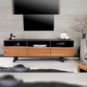 Soporte de TV Vandana Imperial Shape Design ORGANIC ARTWORK de 140 cm, madera maciza de acacia con estructura de hierro - Product Image 1