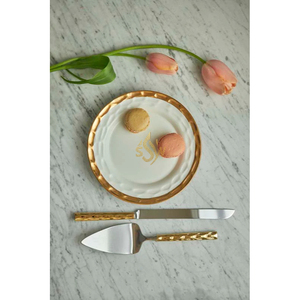 Juego de cuchillo y espátula para pastel de acero inoxidable con mango de diseño martillado, juego de servicio para bodas y postres, hecho a mano para mesa - Product Image 5