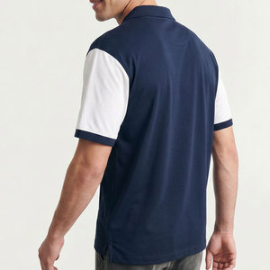Polo de algodón a rayas blancas y azul marino para hombre, transpirable, de manga corta, informal, para adultos, de talla grande. - Product Image 5