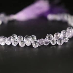 Pierre naturelle brésilienne rose améthyste à facettes Briolette coupe latérale gouttes 4*6-5*7mm 8 pouces 4*6-5*7mm 8 pouces - Product Image 1