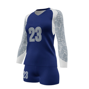 Custom Women Long Sleeve <b>Volleyball</b> Jersey <b>Set</b> Quick Dry Breathable Sublimation Team Uniform OEM ODM Wholesale Supplier - Product Image 2