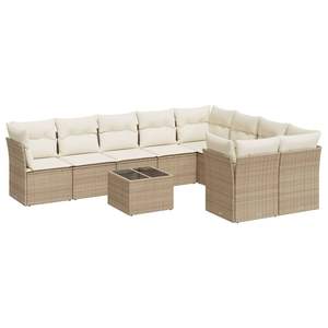 D0100XF4P82 Set Divano da Giardino in Polyrattan Beige 10 Posti Arredamento da Esterno Design Contemporaneo Piedini Regolabili - Product Image 4