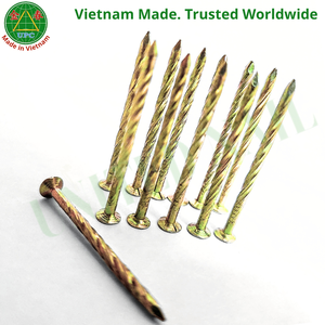 1-3/8 Inch Steel <b>Nails</b> with Screw Shank and Checkered Head Design for Woodworking | Clavos sueltos con recubrimiento amarillo - Product Image 6