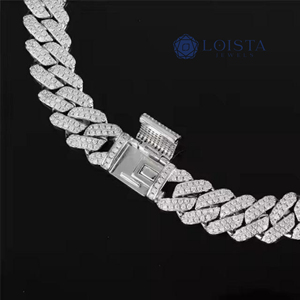 Collar de cadena cubana estilo hip hop con diamantes cultivados en laboratorio certificados por IGI, en oro, con incrustaciones de diamantes, para hombre. - Product Image 2
